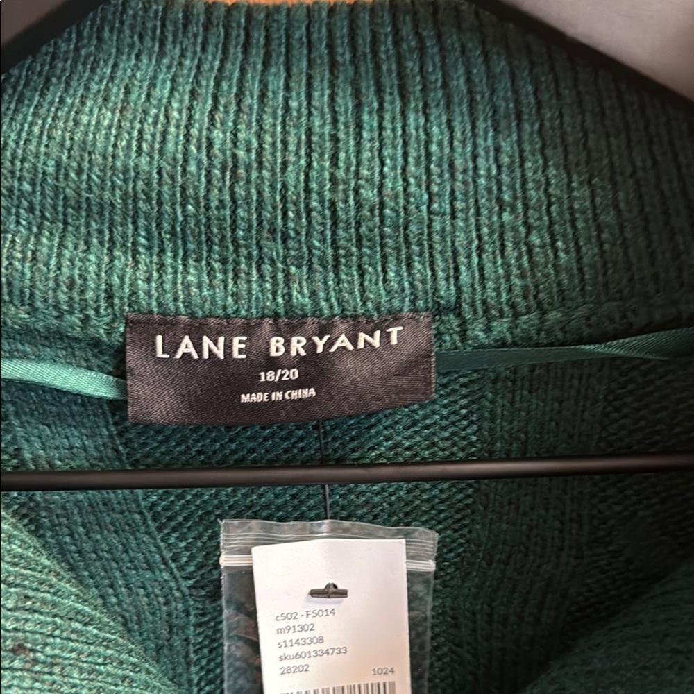 Lane Bryant Green Half-Zip Sweater - Picture 2 of 6